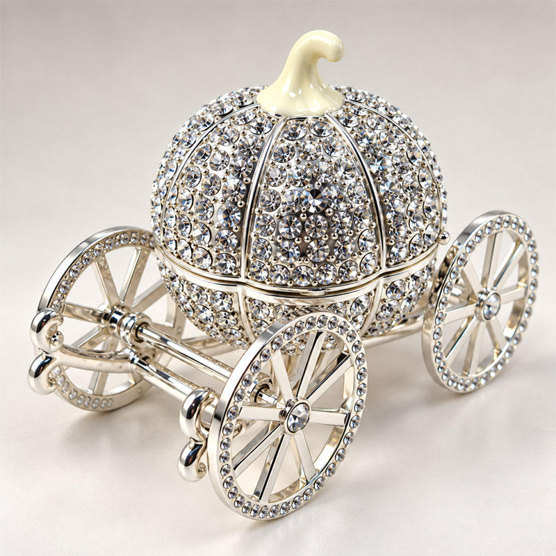 Crystal carriage jewellery box, engravable keepsake