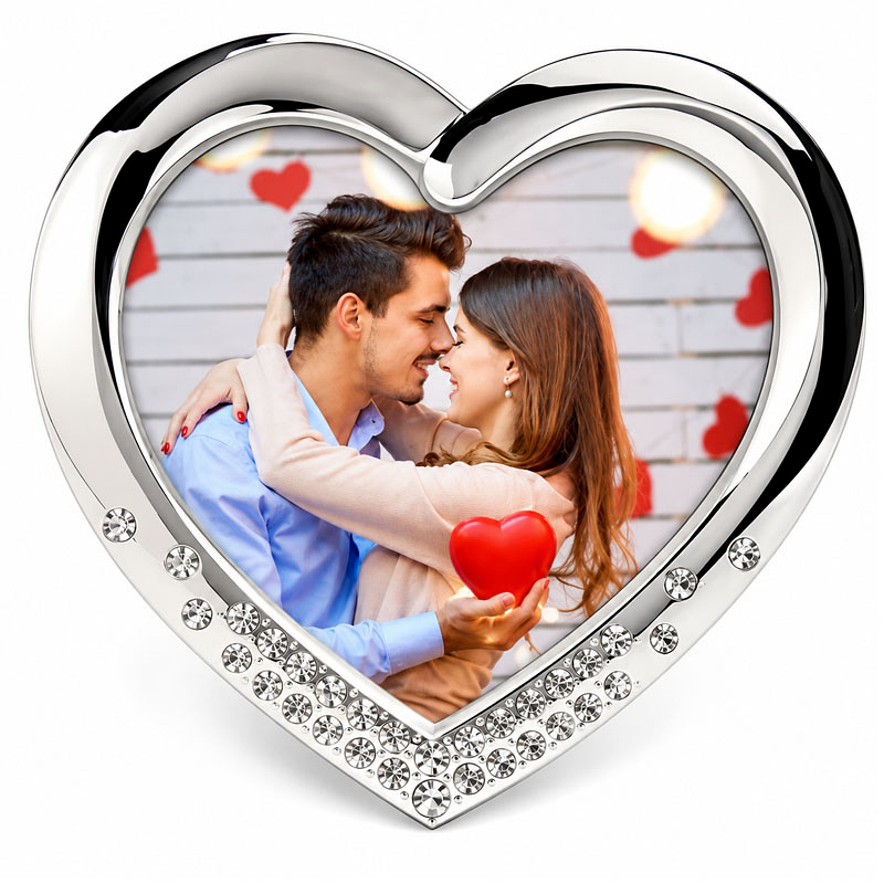 Crystal Heart-Shaped Photo Frame - Custom Gift