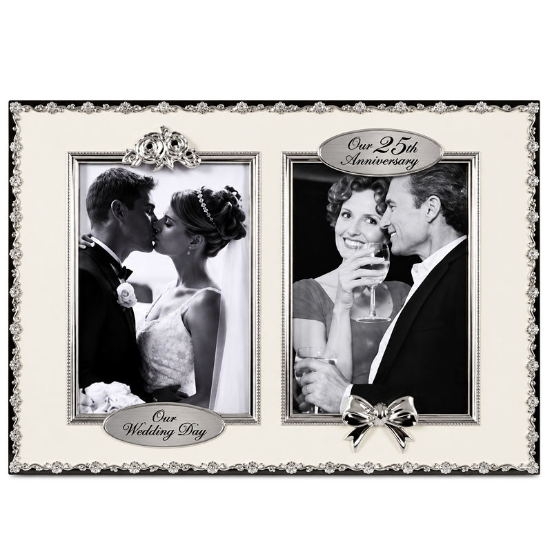 25th Wedding Anniversary Double Photo Frame