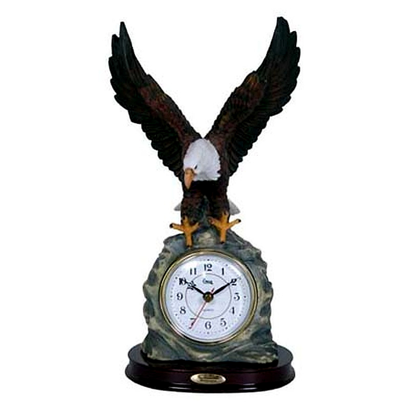 Collectable eagle clock with base, engravable