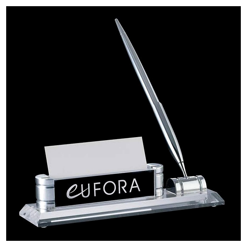 Executive Clock, Business Card Holder and Pen Desk Set