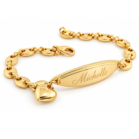 Personalized ladies ID bracelet, stainless steel