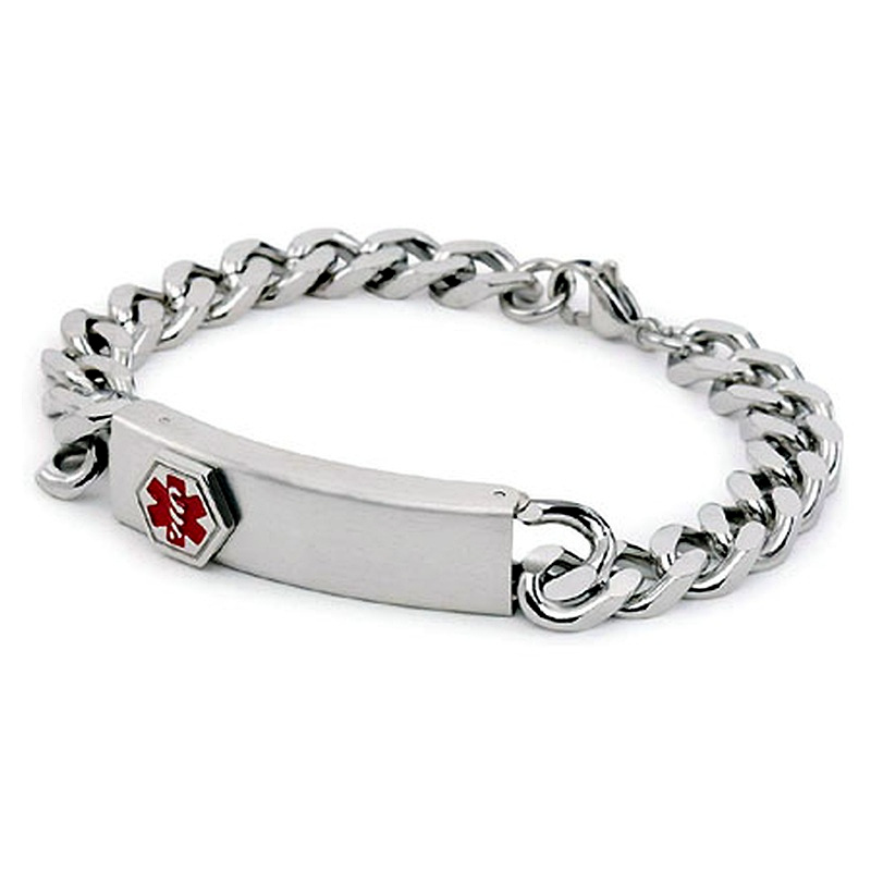 Personalized stainless steel medical ID bracelet for men
