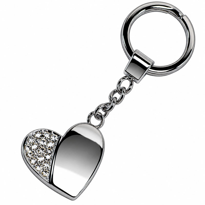 Stainless steel keychain with heart, engravable