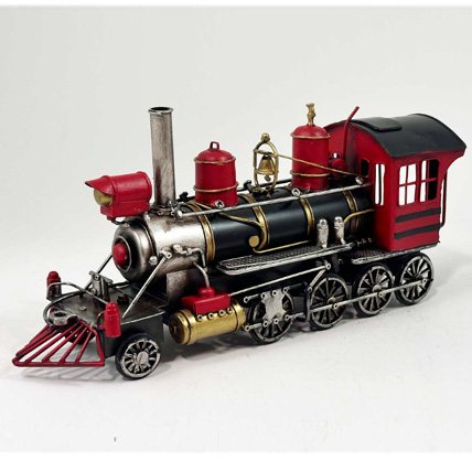 Metal red and grey train engine