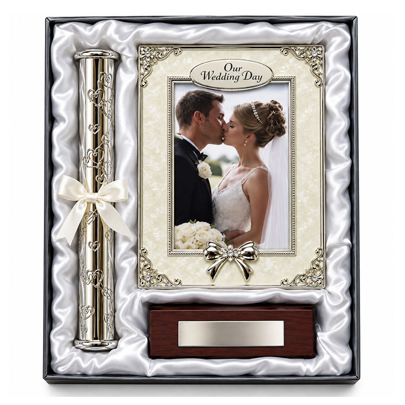 Wedding certificate holder, photo frame and stand set