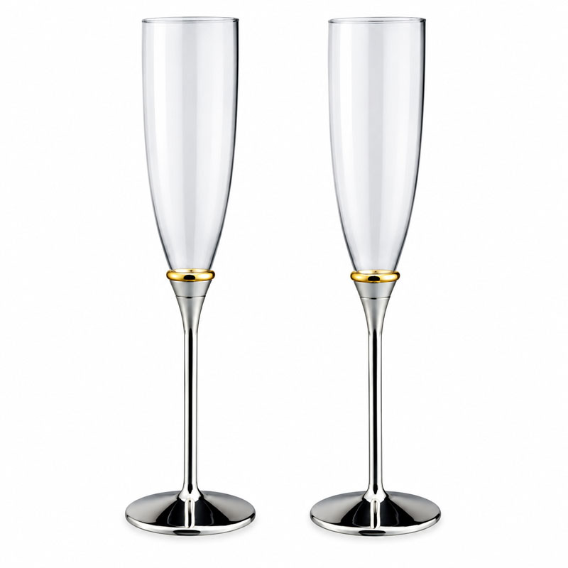 Champagne Flute Glass Set - Custom Anniversary Gift